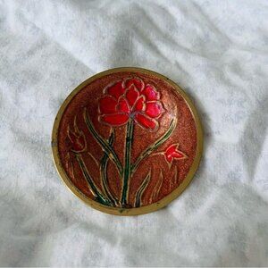 Vintage Floral Brass Trinket Dish
